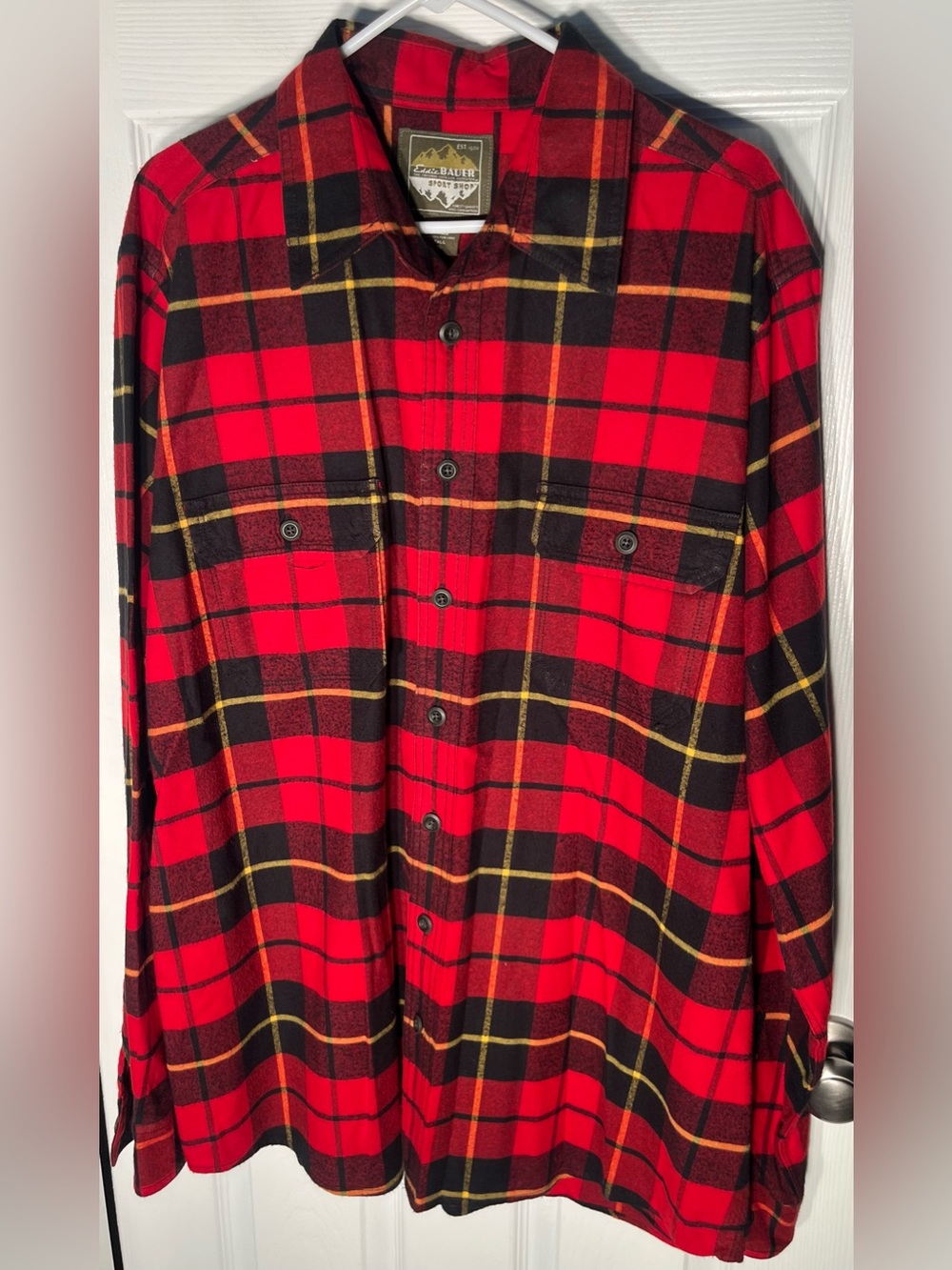 Eddie Bauer Sport Shop Men’s Plaid Flannel Long Sleeve Shirt Vintage XL Tall XLT